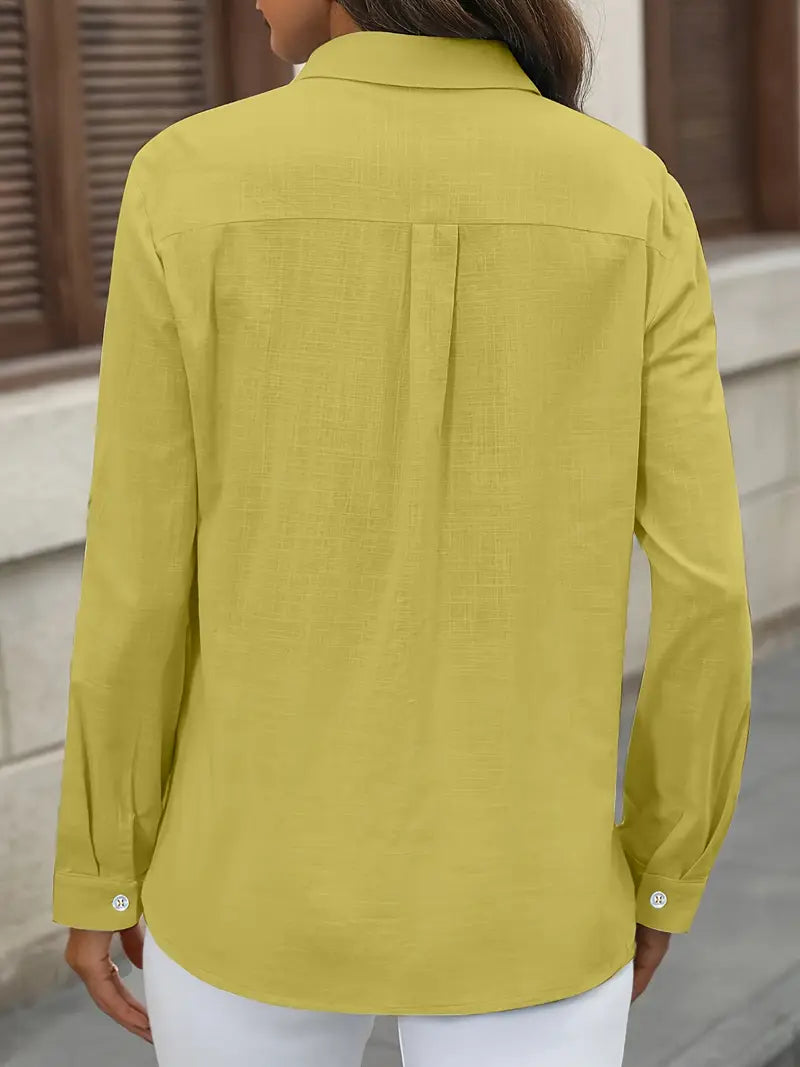 Elena -  Camisa de algodón con bolsillos delanteros
