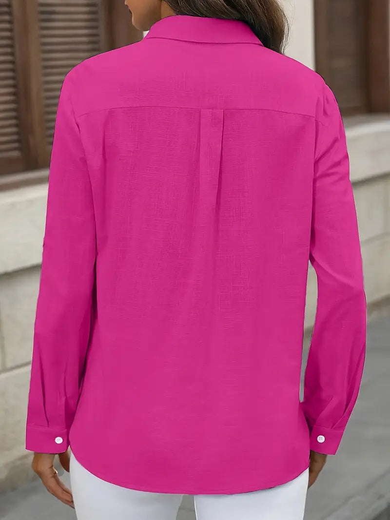Elena -  Camisa de algodón con bolsillos delanteros