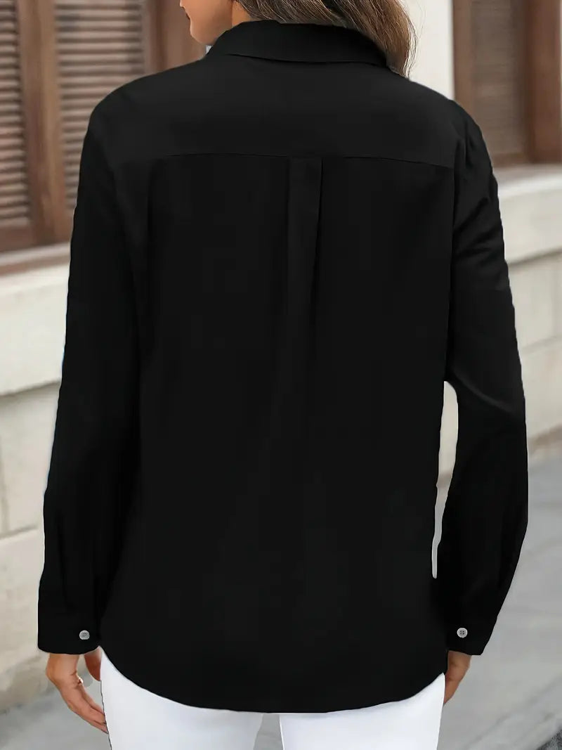 Elena -  Camisa de algodón con bolsillos delanteros
