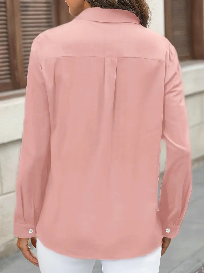 Elena -  Camisa de algodón con bolsillos delanteros