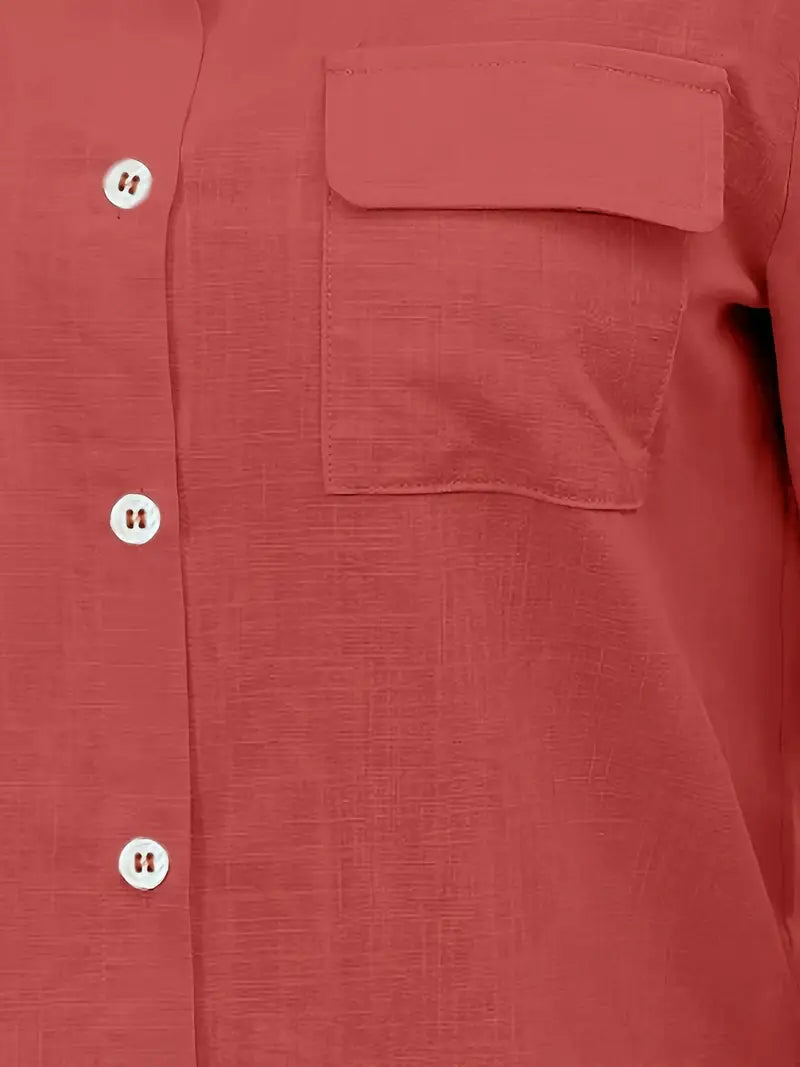 Elena -  Camisa de algodón con bolsillos delanteros