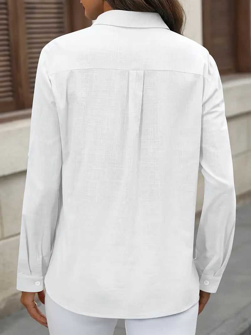 Elena -  Camisa de algodón con bolsillos delanteros
