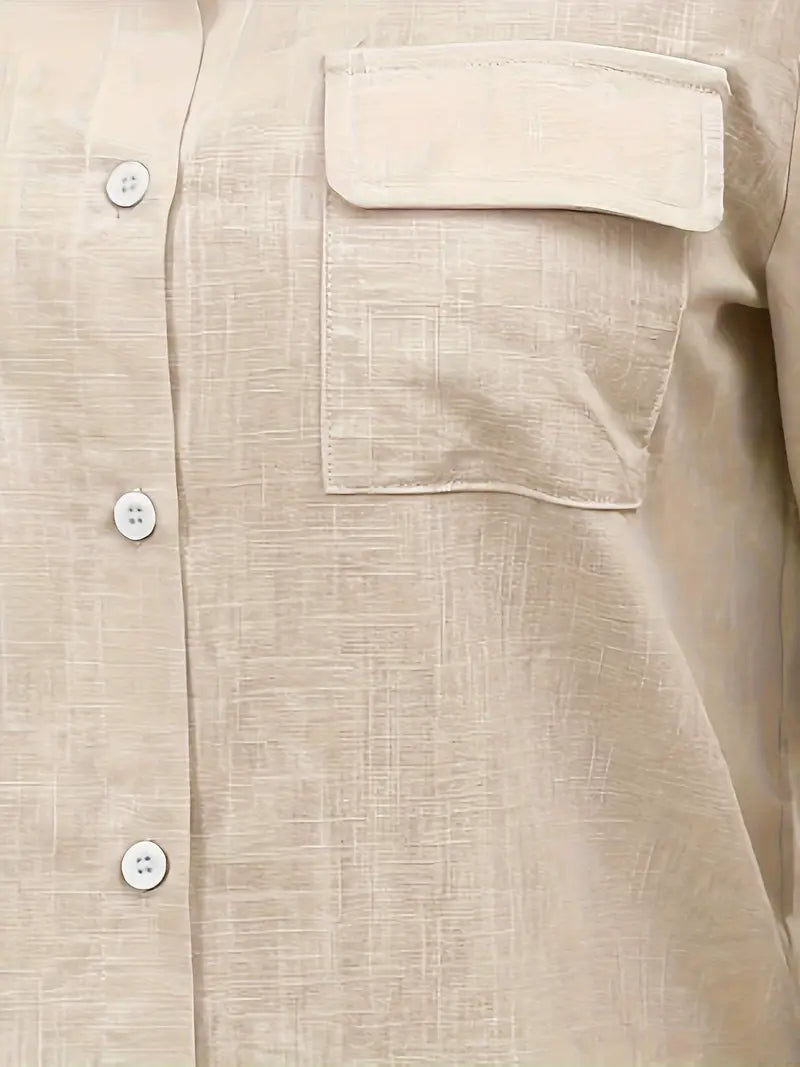 Elena -  Camisa de algodón con bolsillos delanteros
