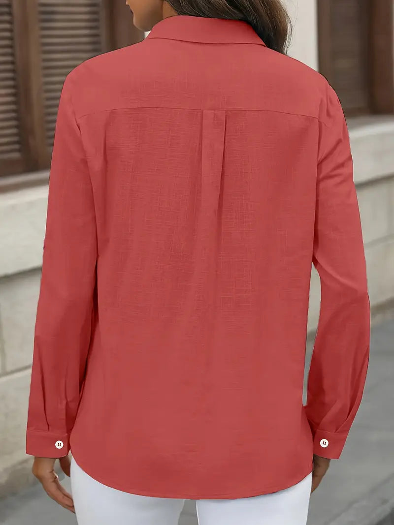Elena -  Camisa de algodón con bolsillos delanteros