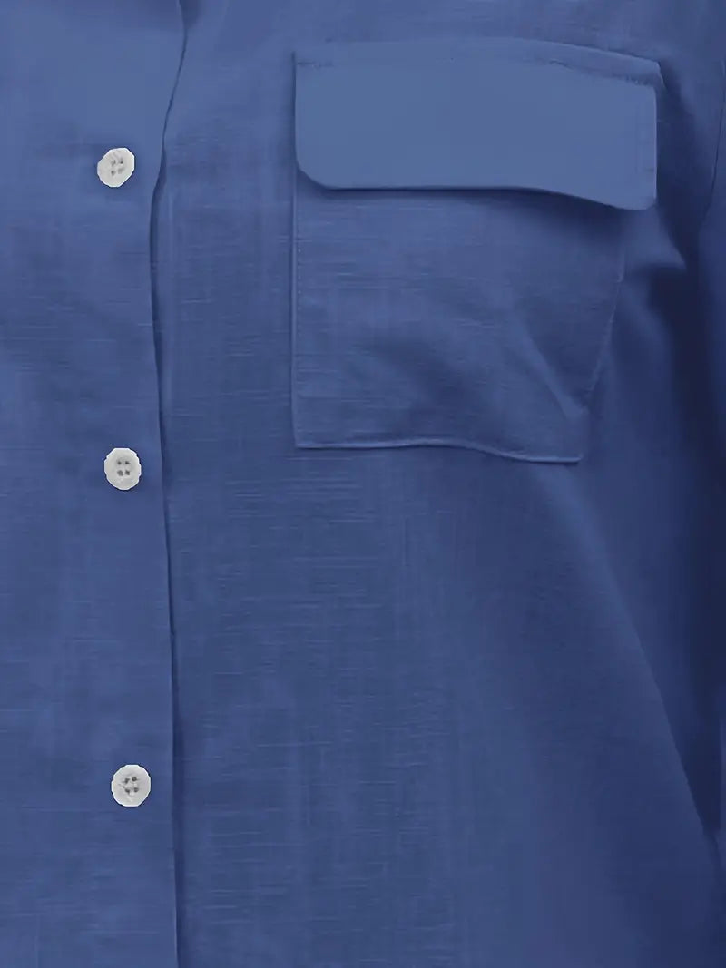 Elena -  Camisa de algodón con bolsillos delanteros