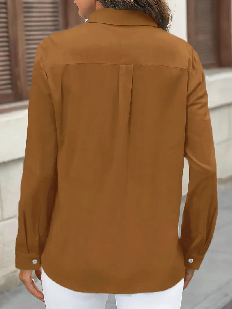 Elena -  Camisa de algodón con bolsillos delanteros