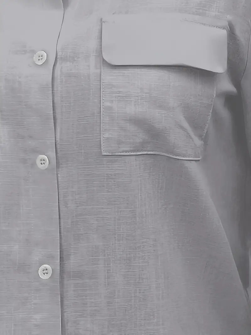 Elena -  Camisa de algodón con bolsillos delanteros