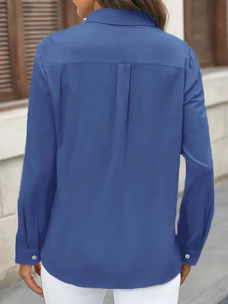 Elena -  Camisa de algodón con bolsillos delanteros