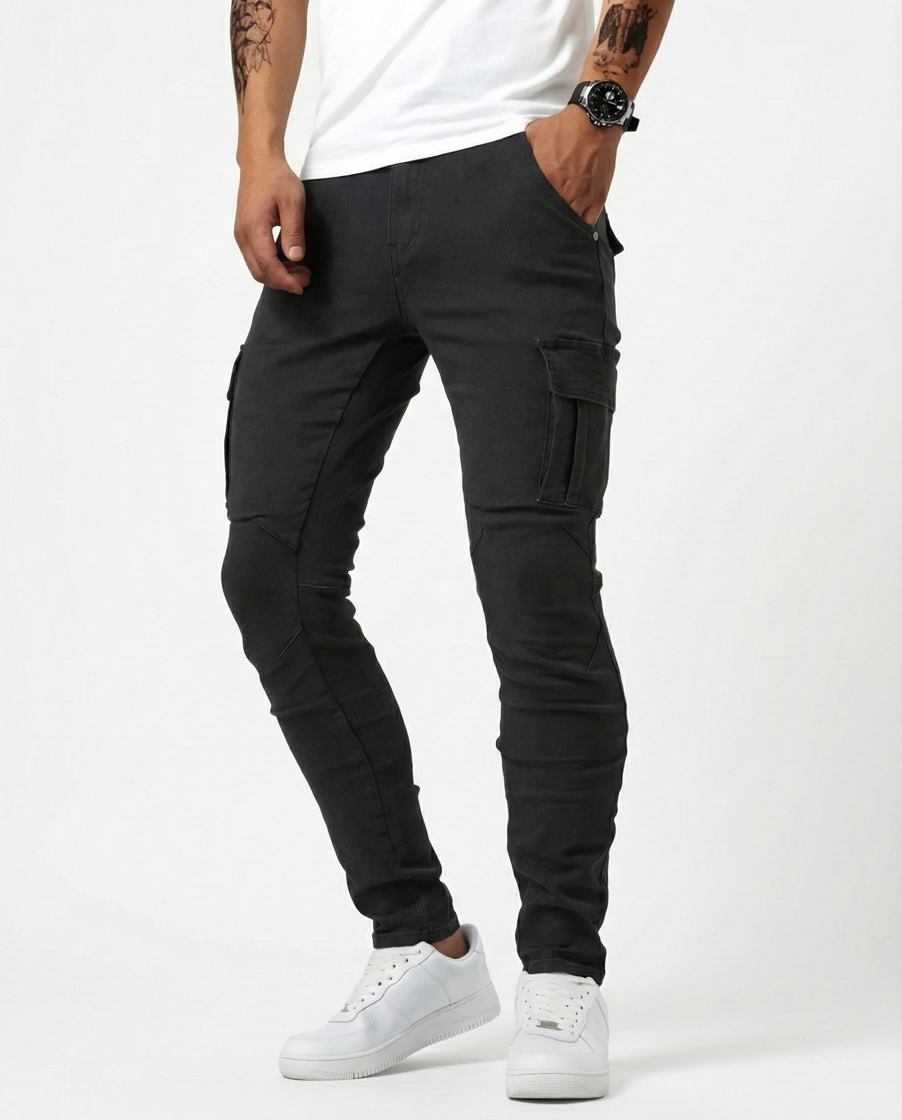 Sergio - Pantalón Cargo Marino Elástico