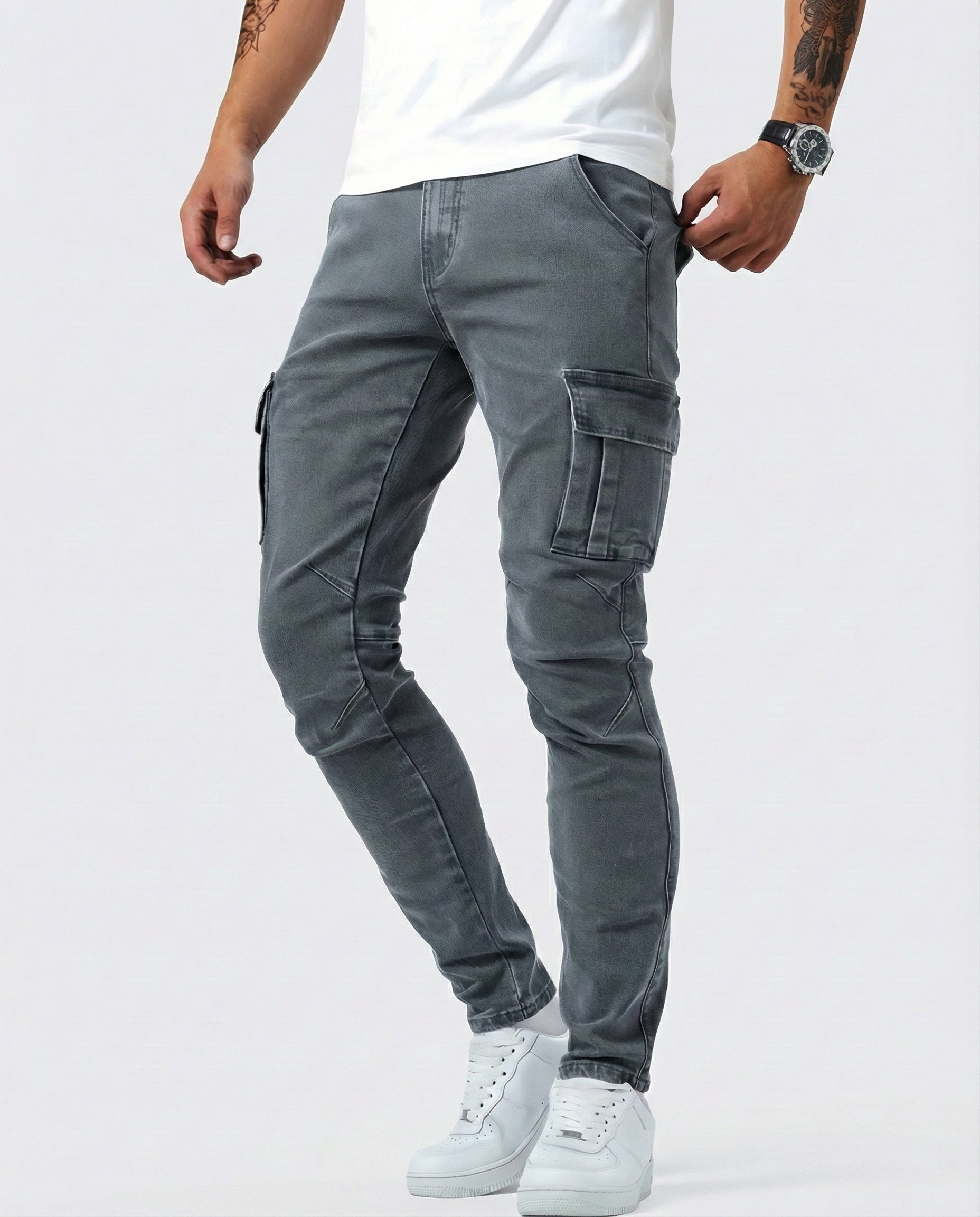 Sergio - Pantalón Cargo Marino Elástico