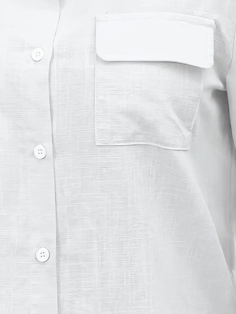 Elena -  Camisa de algodón con bolsillos delanteros