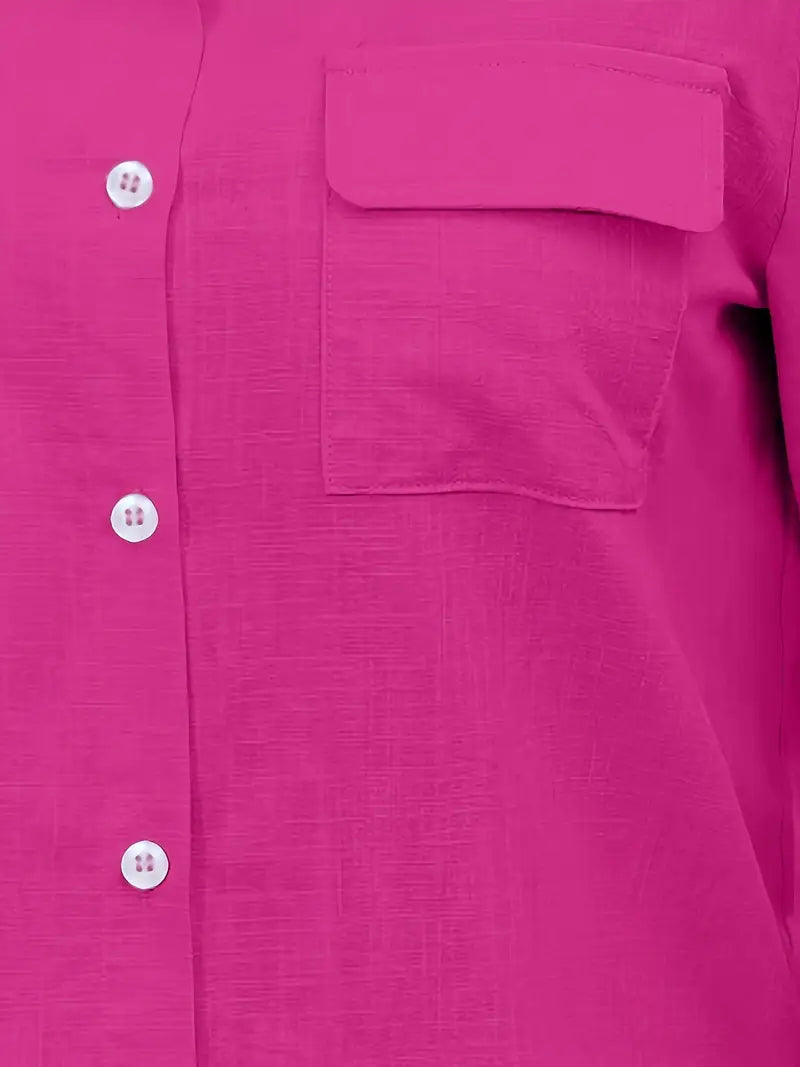 Elena -  Camisa de algodón con bolsillos delanteros