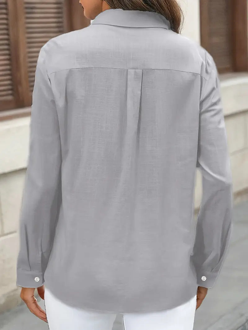 Elena -  Camisa de algodón con bolsillos delanteros