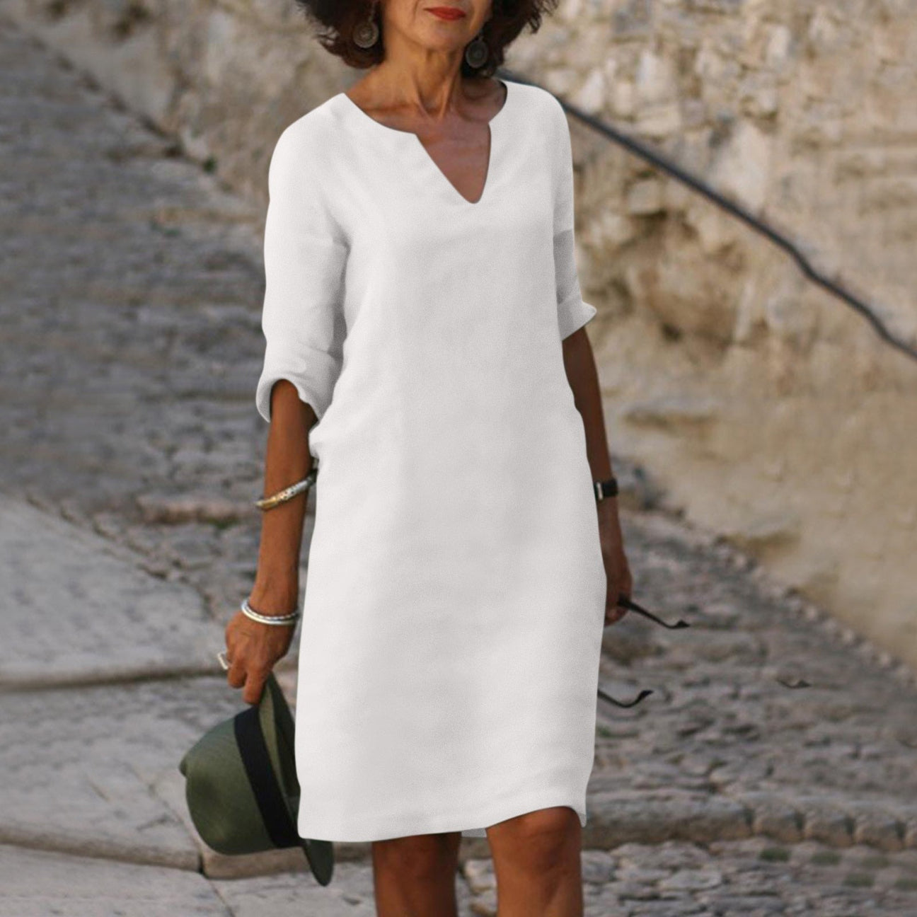 Adela -  Vestido cómodo con cuello en V