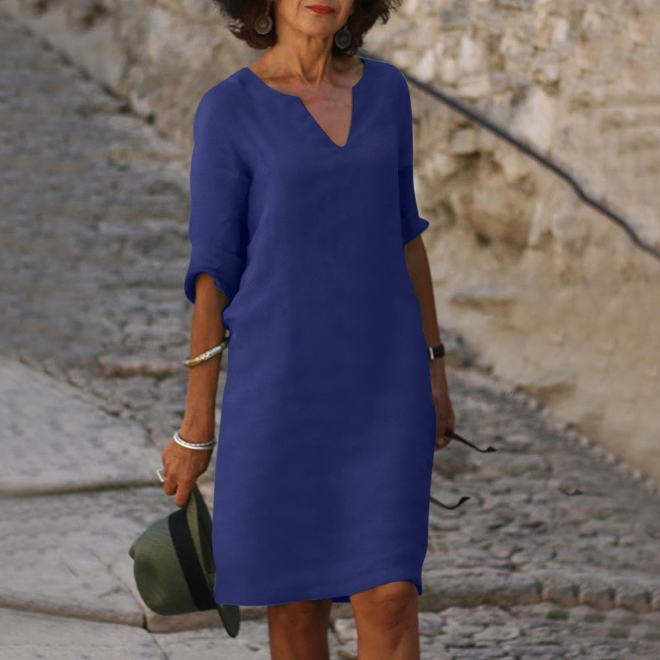 Adela -  Vestido cómodo con cuello en V