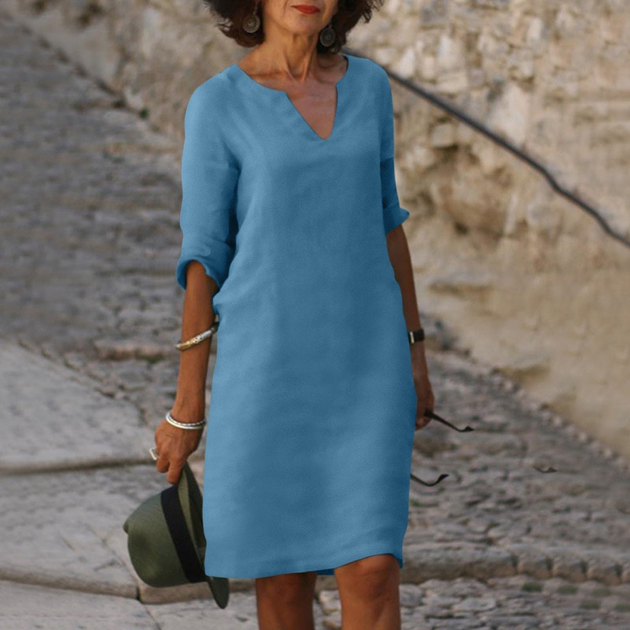 Adela -  Vestido cómodo con cuello en V