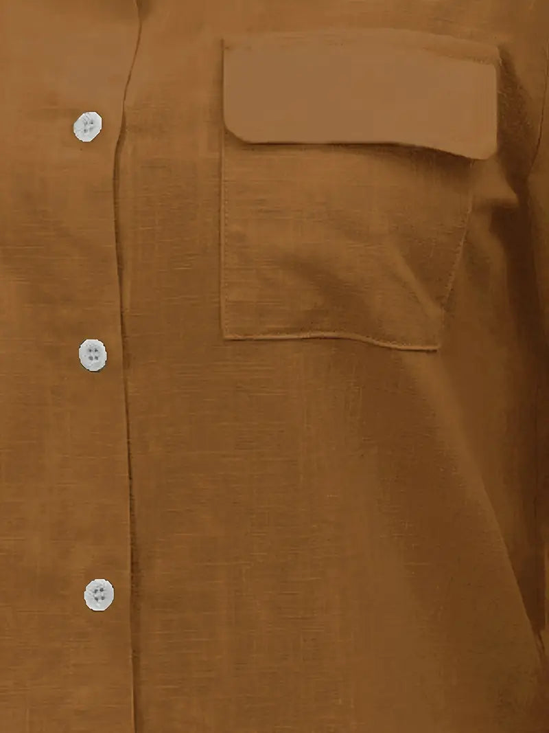 Elena -  Camisa de algodón con bolsillos delanteros