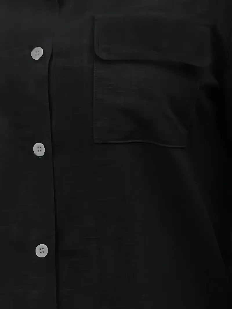 Elena -  Camisa de algodón con bolsillos delanteros