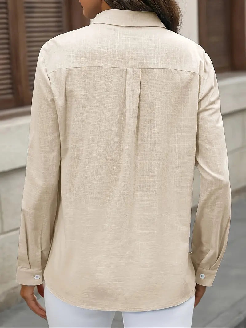 Elena -  Camisa de algodón con bolsillos delanteros