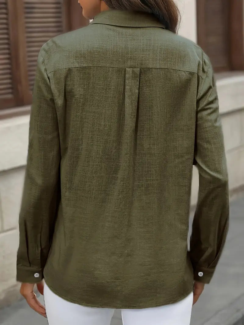 Elena -  Camisa de algodón con bolsillos delanteros