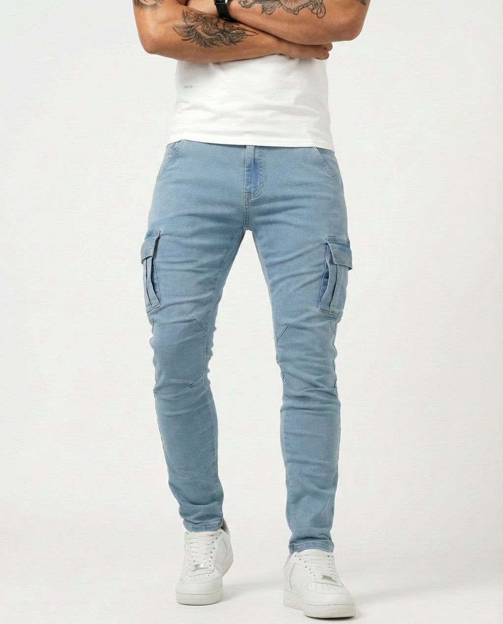 Sergio - Pantalón Cargo Marino Elástico