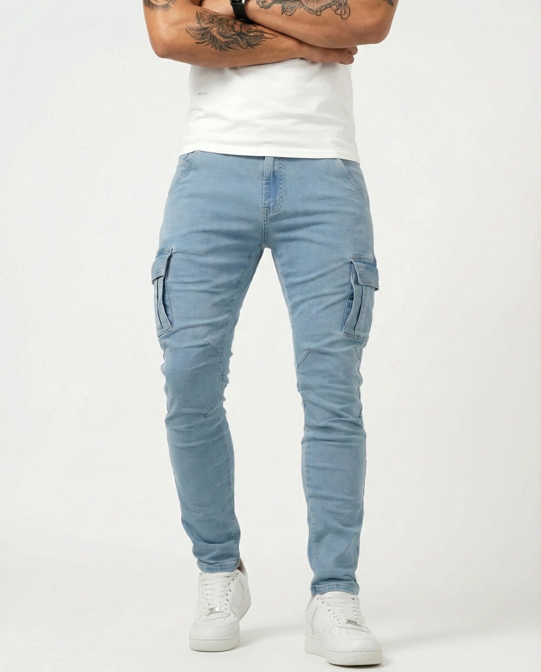Sergio - Pantalón Cargo Marino Elástico