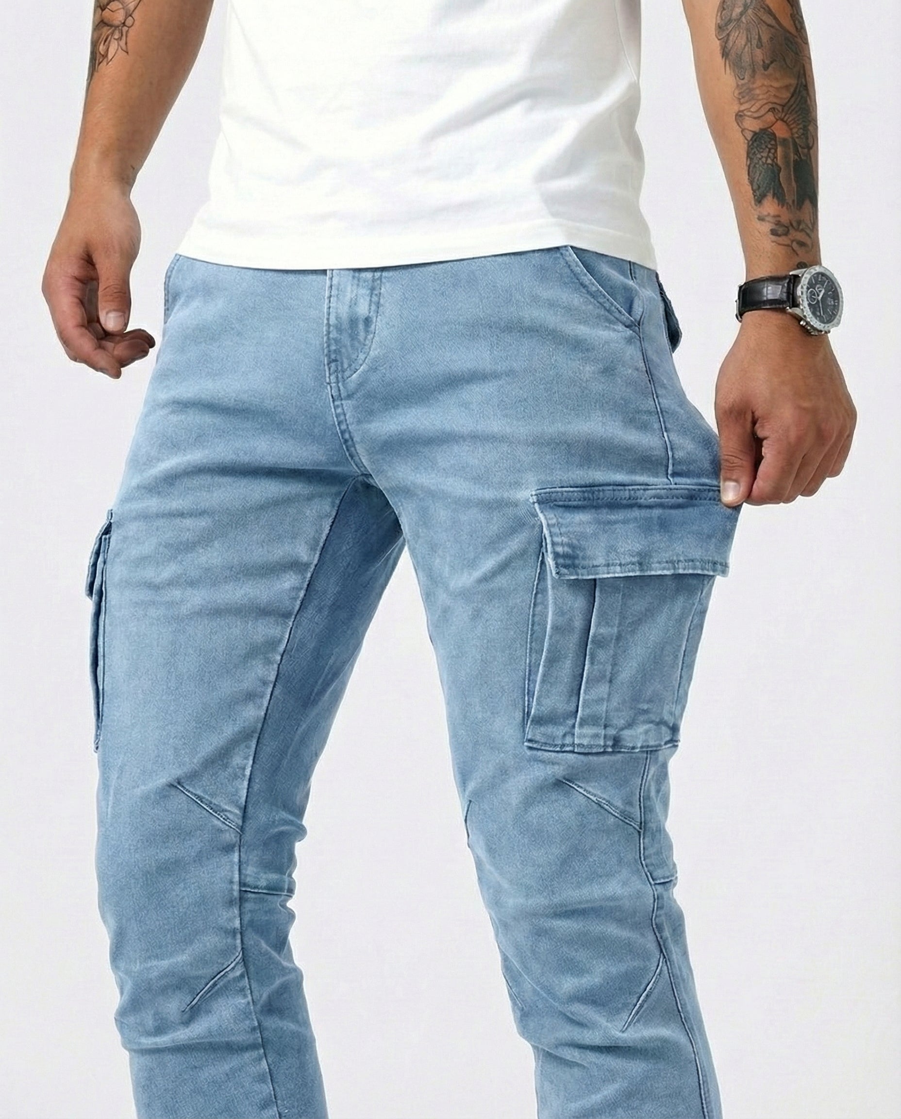 Sergio - Pantalón Cargo Marino Elástico