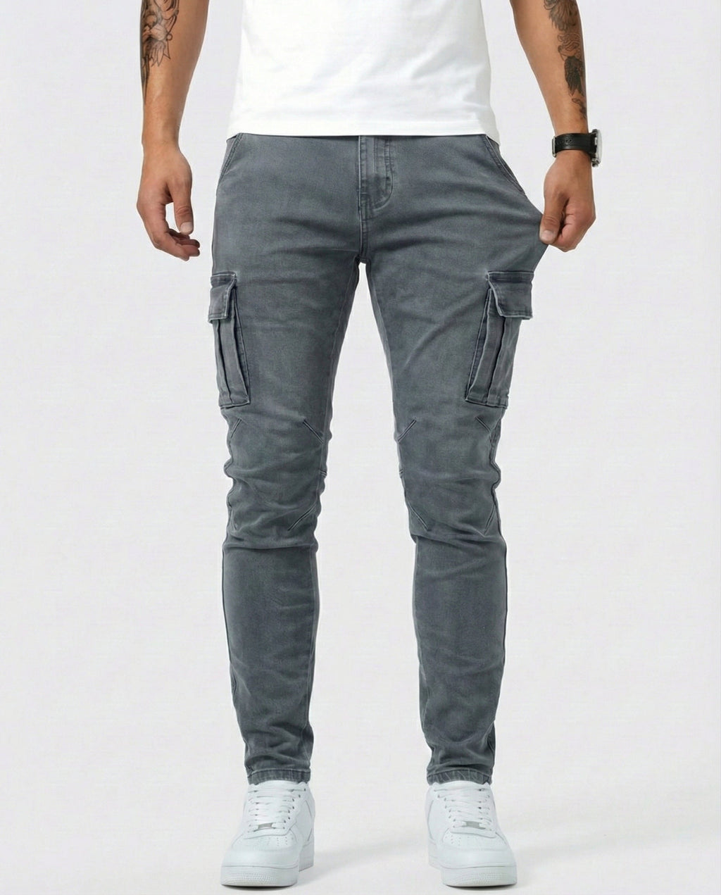 Sergio - Pantalón Cargo Marino Elástico
