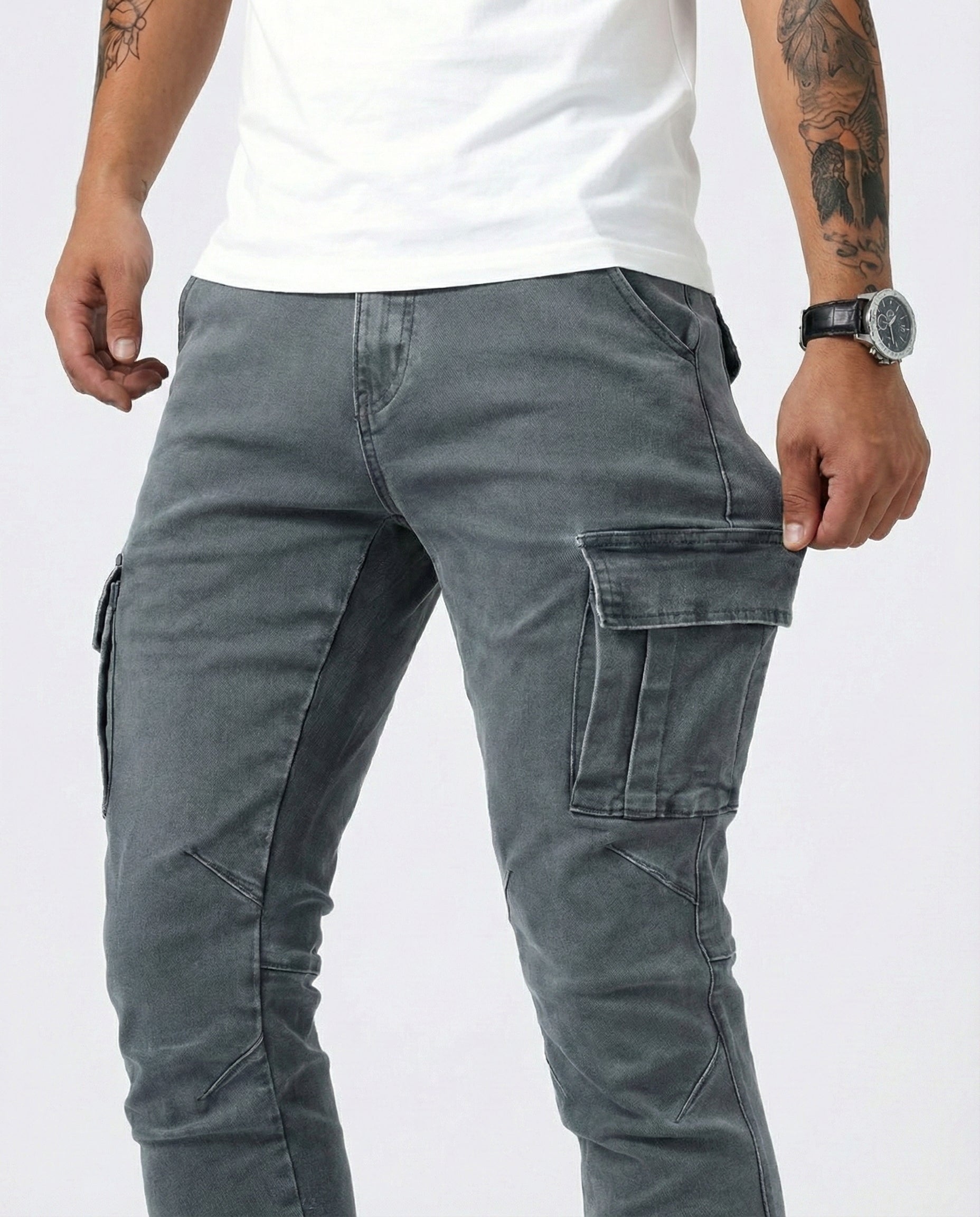 Sergio - Pantalón Cargo Marino Elástico