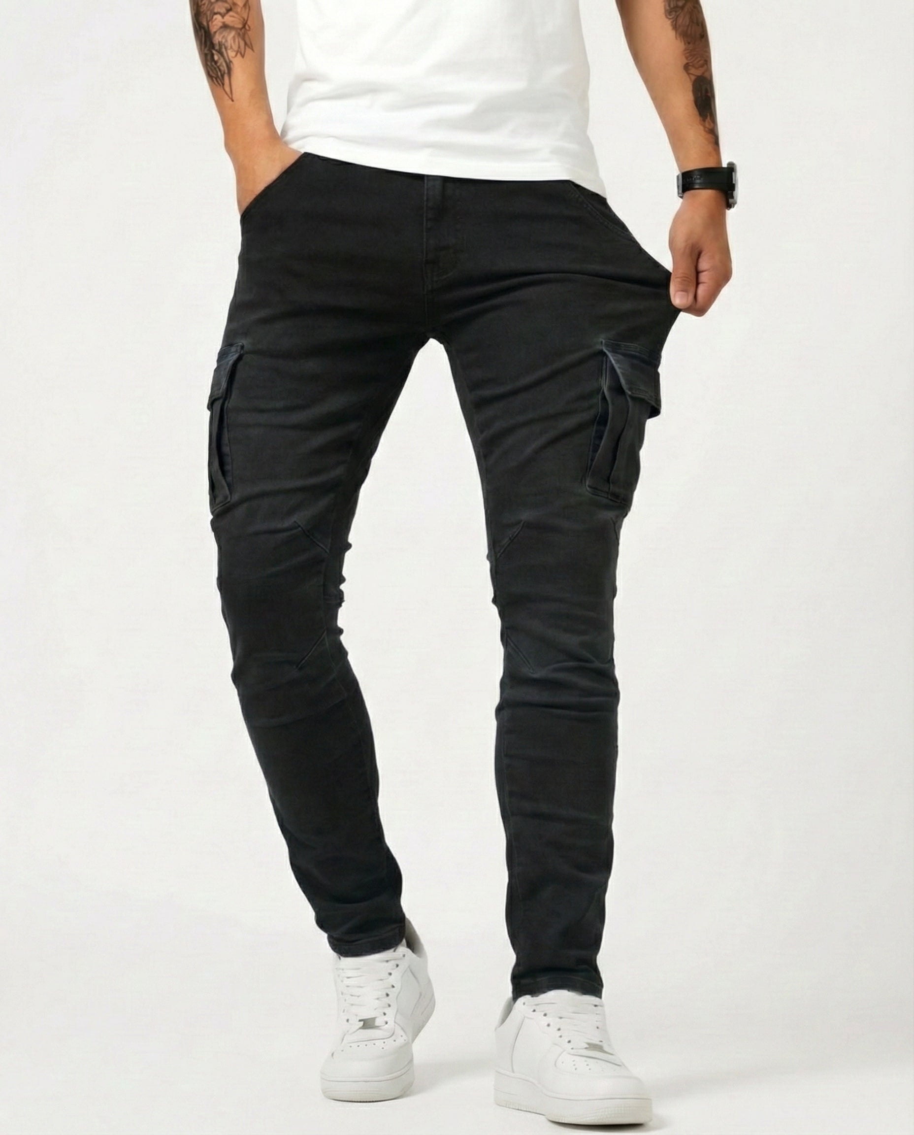Sergio - Pantalón Cargo Marino Elástico
