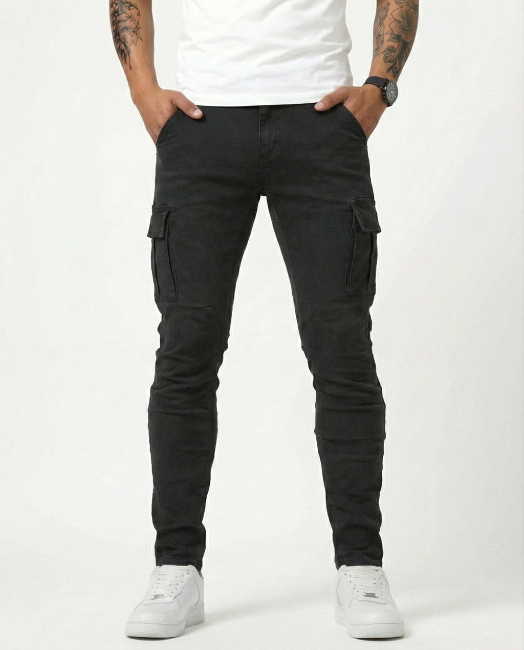 Sergio - Pantalón Cargo Marino Elástico