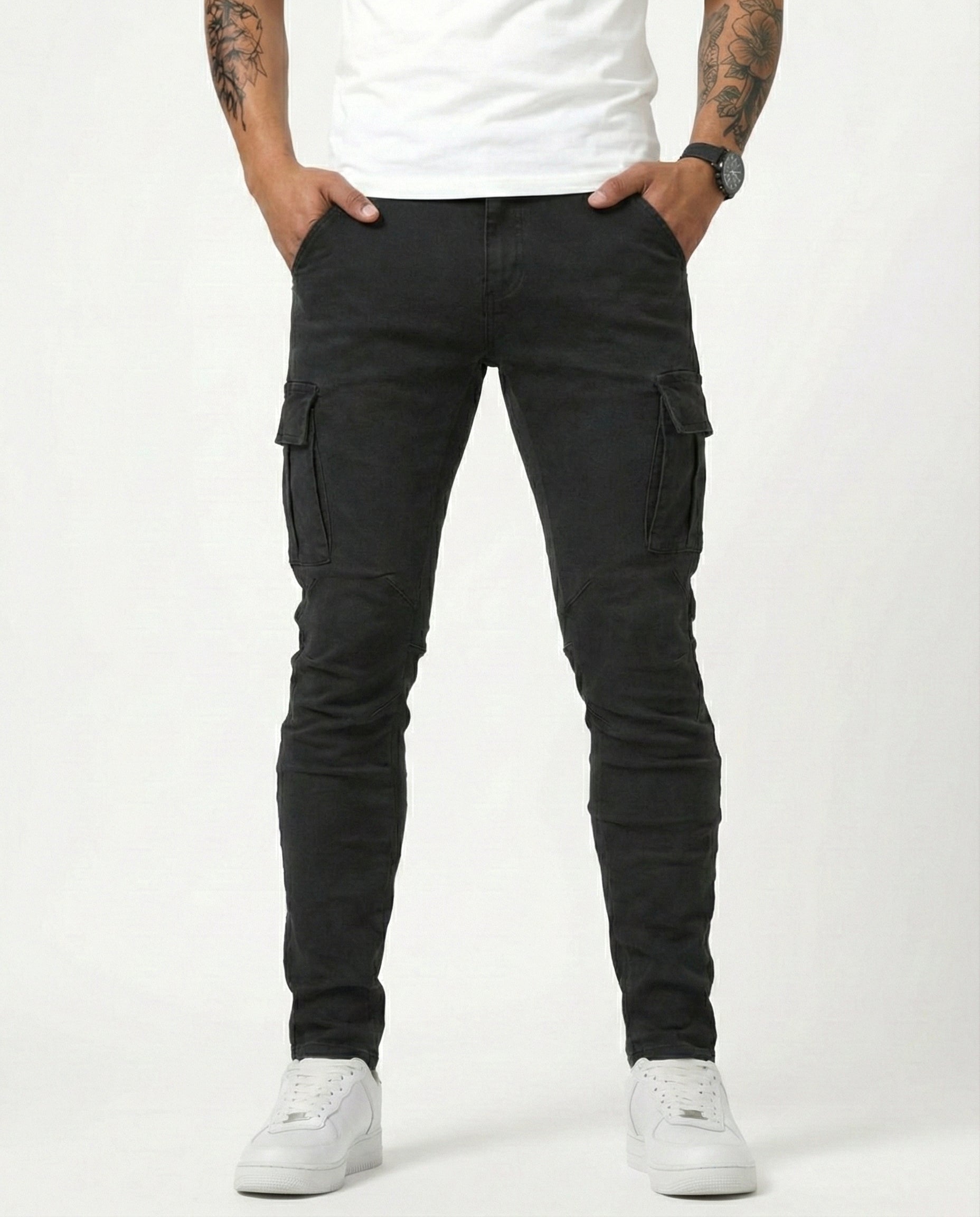 Sergio - Pantalón Cargo Marino Elástico