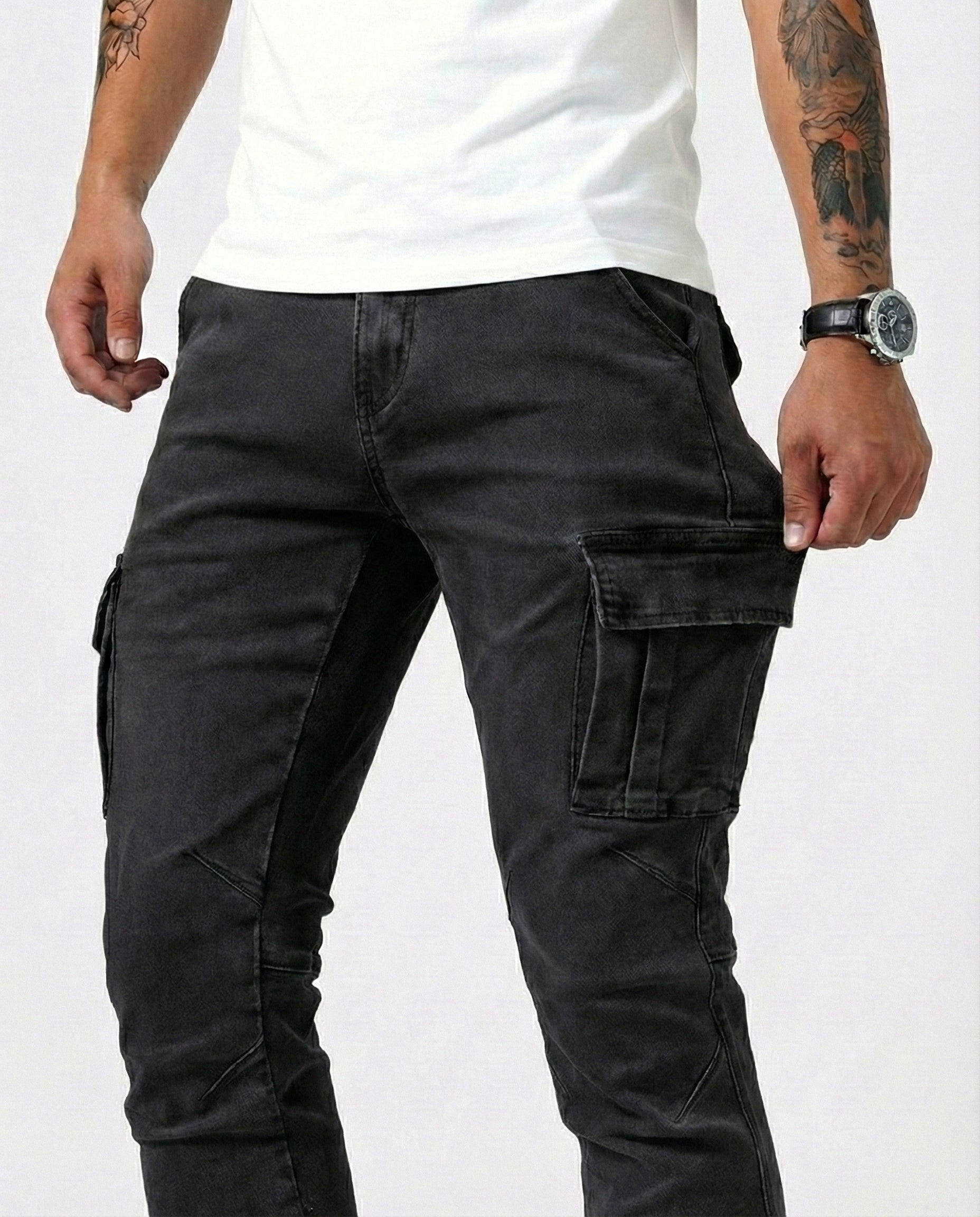 Sergio - Pantalón Cargo Marino Elástico