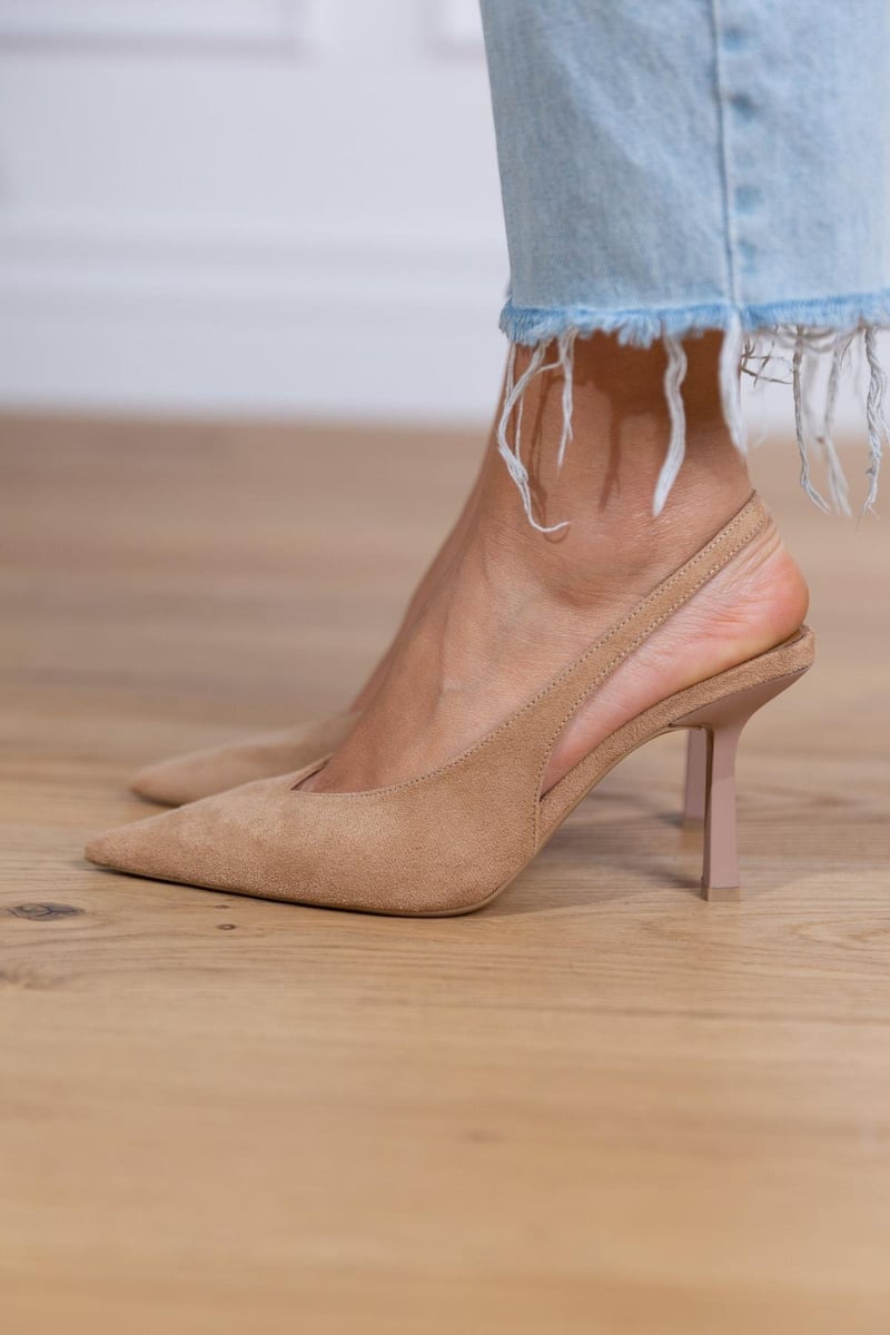 Malena - Zapatos de tacón bajo color nude