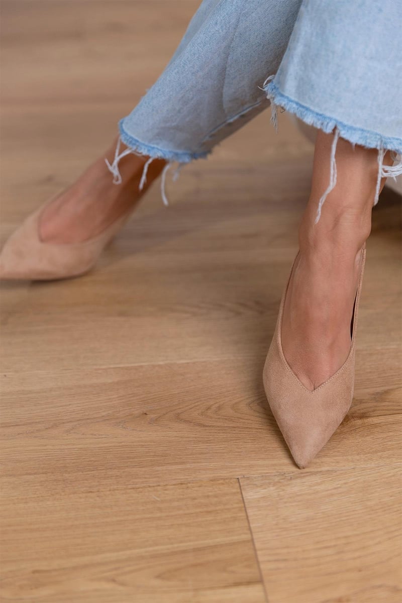 Malena - Zapatos de tacón bajo color nude